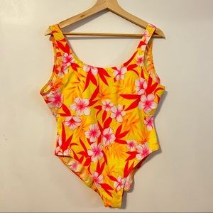 Vintage 90s beach cabana one piece floral swimsuit 1x